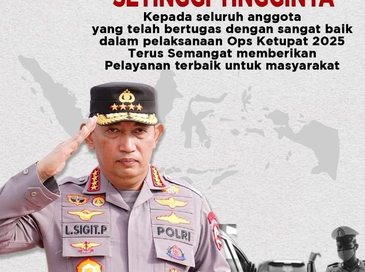 Kapolri Apresiasi Jajaran atas Suksesnya Operasi Ketupat 2025