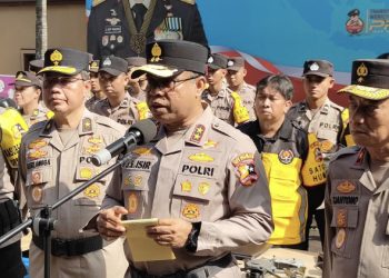 Apel dipimpin oleh Kadiv Humas Polri Irjen Johnny Eddizon Isir, Rabu (11/3/2025).